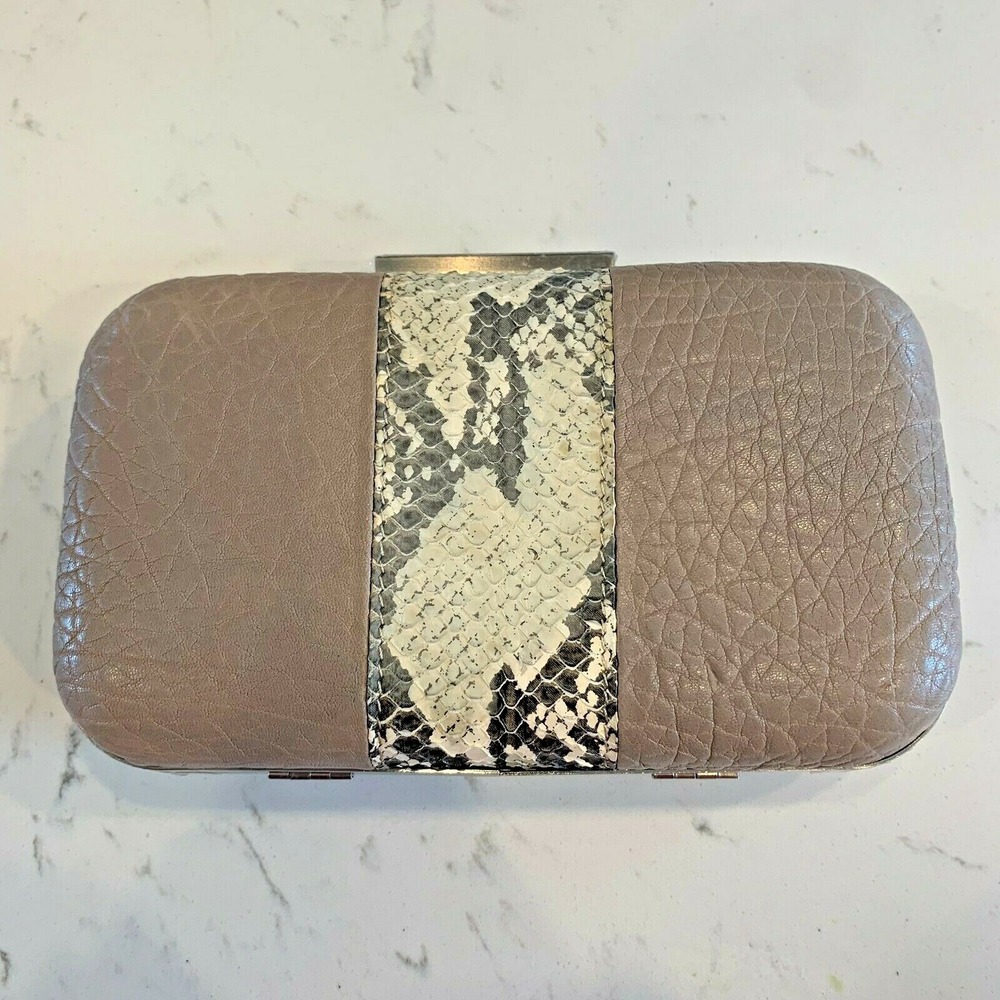 Me Char Tan Snakeskin Lambskin Leather Small Clutch Hand Bag Purse